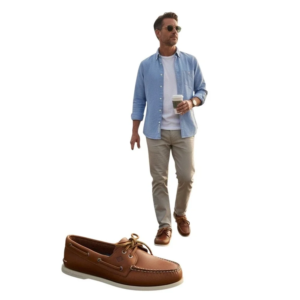 Sperry Authentic Original Boat Shoes Mens 10.5 Wide Tan Leather 2 Eye Slip On